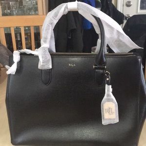 NWT Lauren Ralph Lauren Black Newbury Satchel